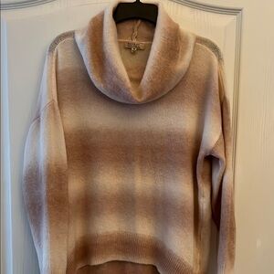 Badgley Mischka Cream and Tan Cowl Neck Sweater